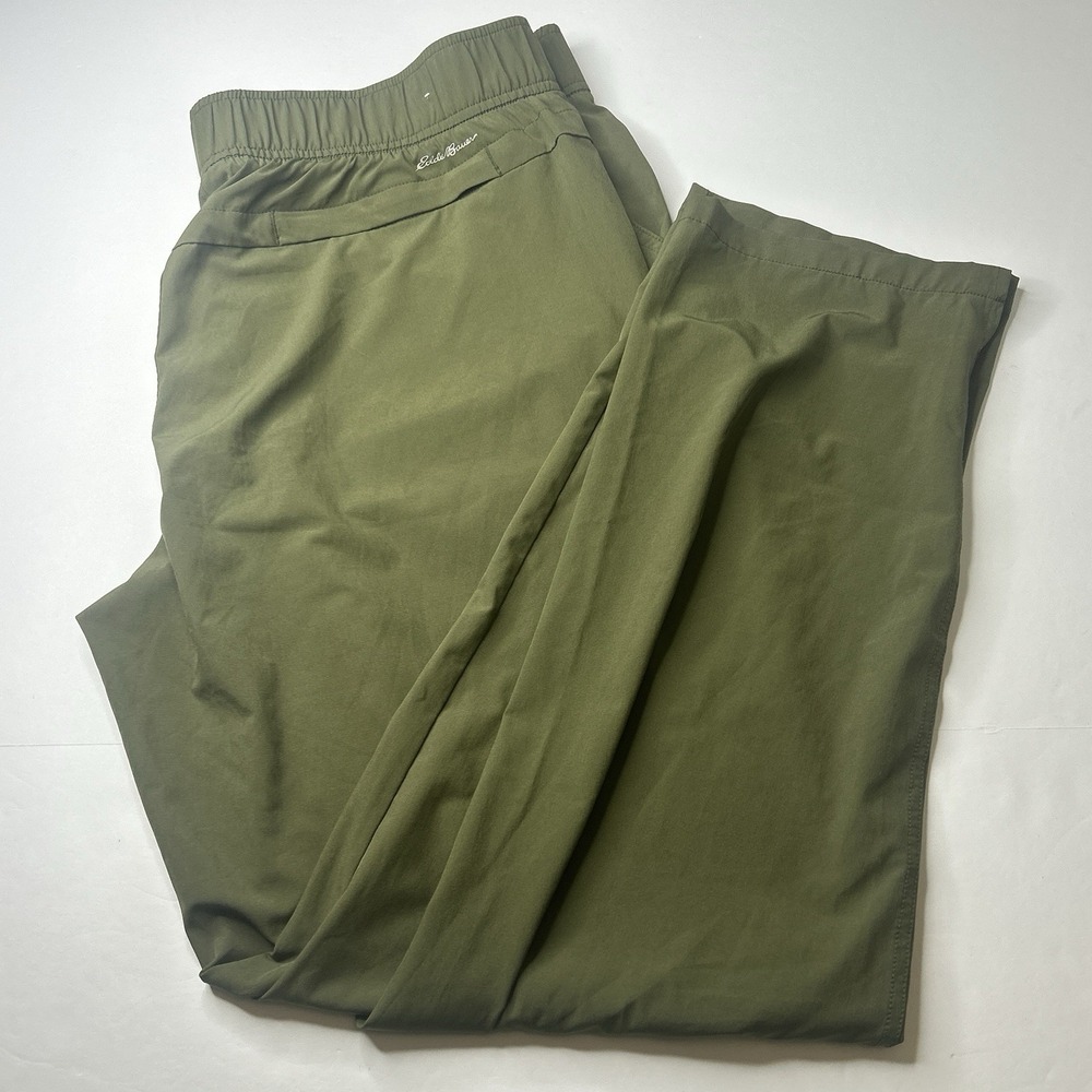 Eddie Bauer Departure Ankle Pants Women's Large Green Solid Stretch Hiking